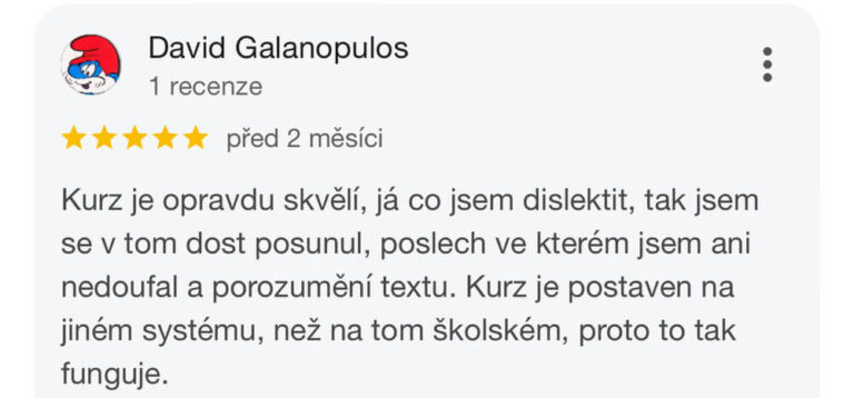 Screenshot recenze kurzu angličtiny TOP English – David Galanopulos