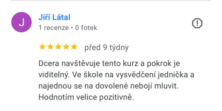 Screenshot recenze kurzu angličtiny TOP English – Jiří Látal