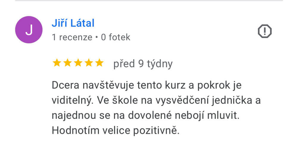 Screenshot recenze kurzu angličtiny TOP English – Jiří Látal