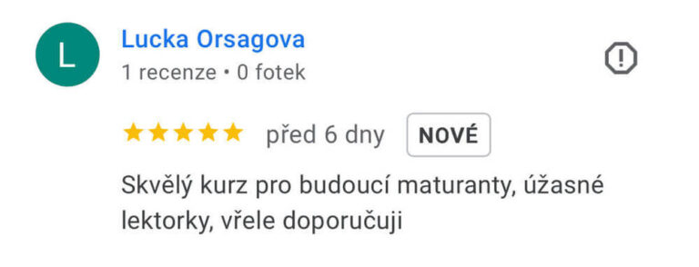 Screenshot recenze kurzu angličtiny TOP English – Lucka Orságová