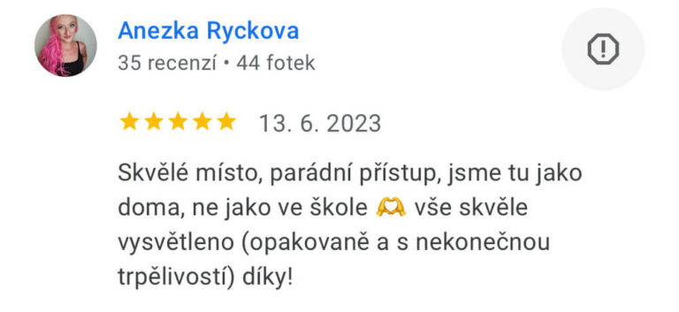 Screenshot recenze kurzu angličtiny TOP English – Anežka Ryčková